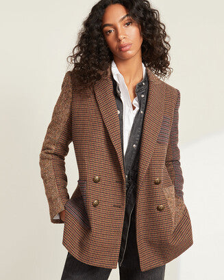 VERONICA BEARD plaid jacket/blazer with burgundy dickey