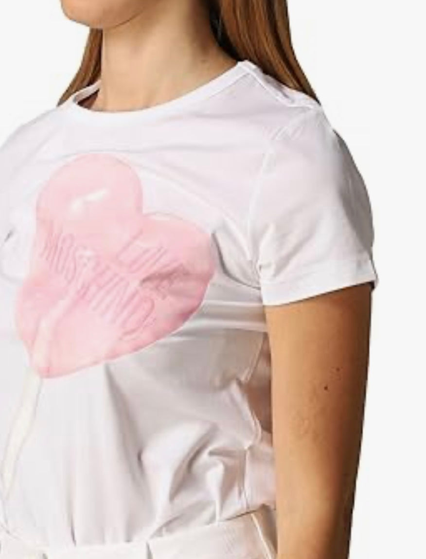 LOVE MOSCHINO - white cotton loliheart t-shirt