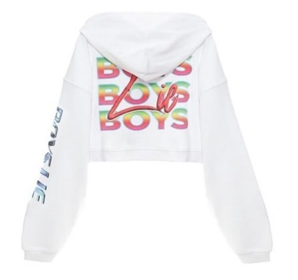 Boys Lie Cropped Hoodie with Graphics