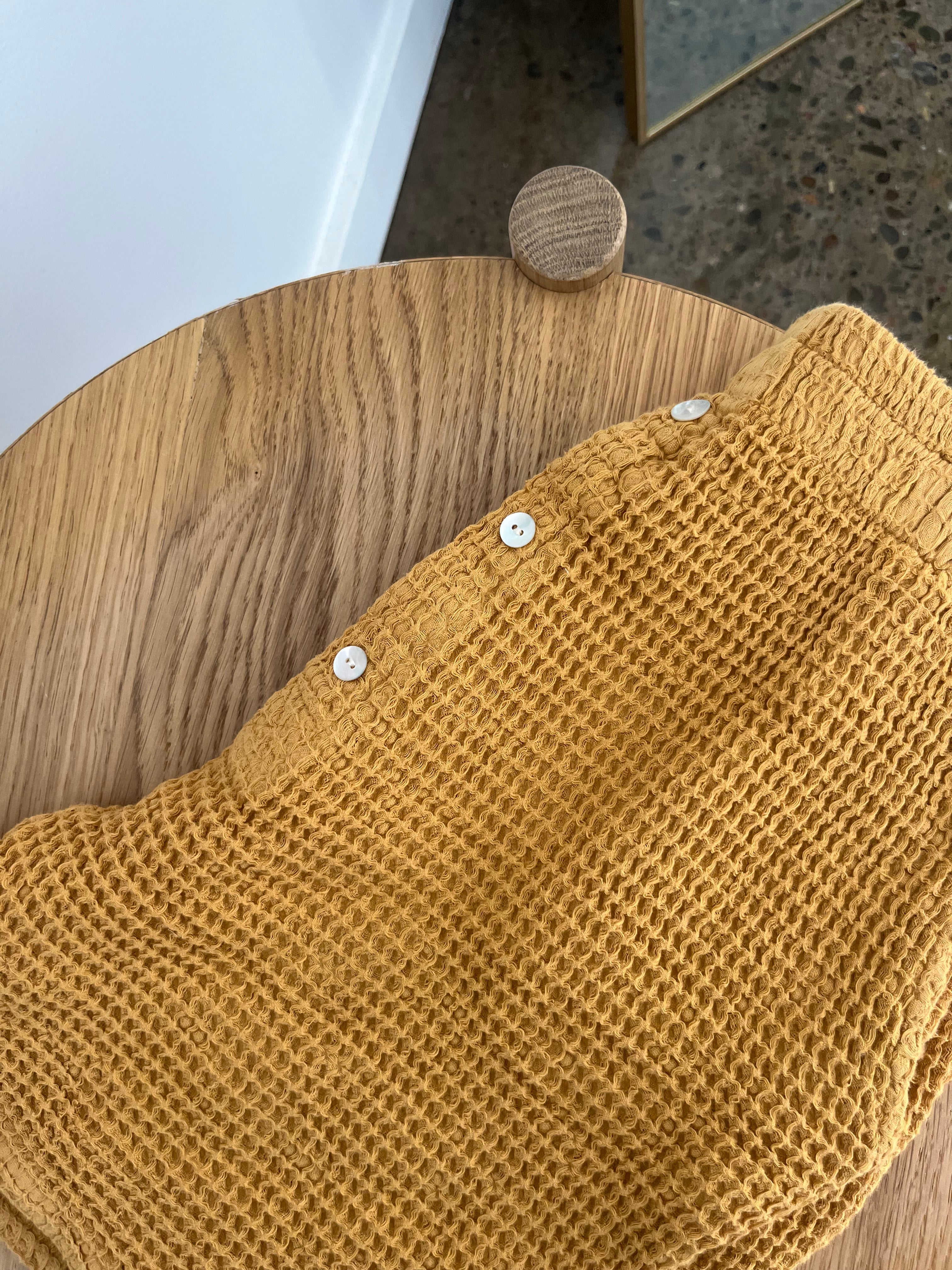 DONNI waffle half zip and shorts set