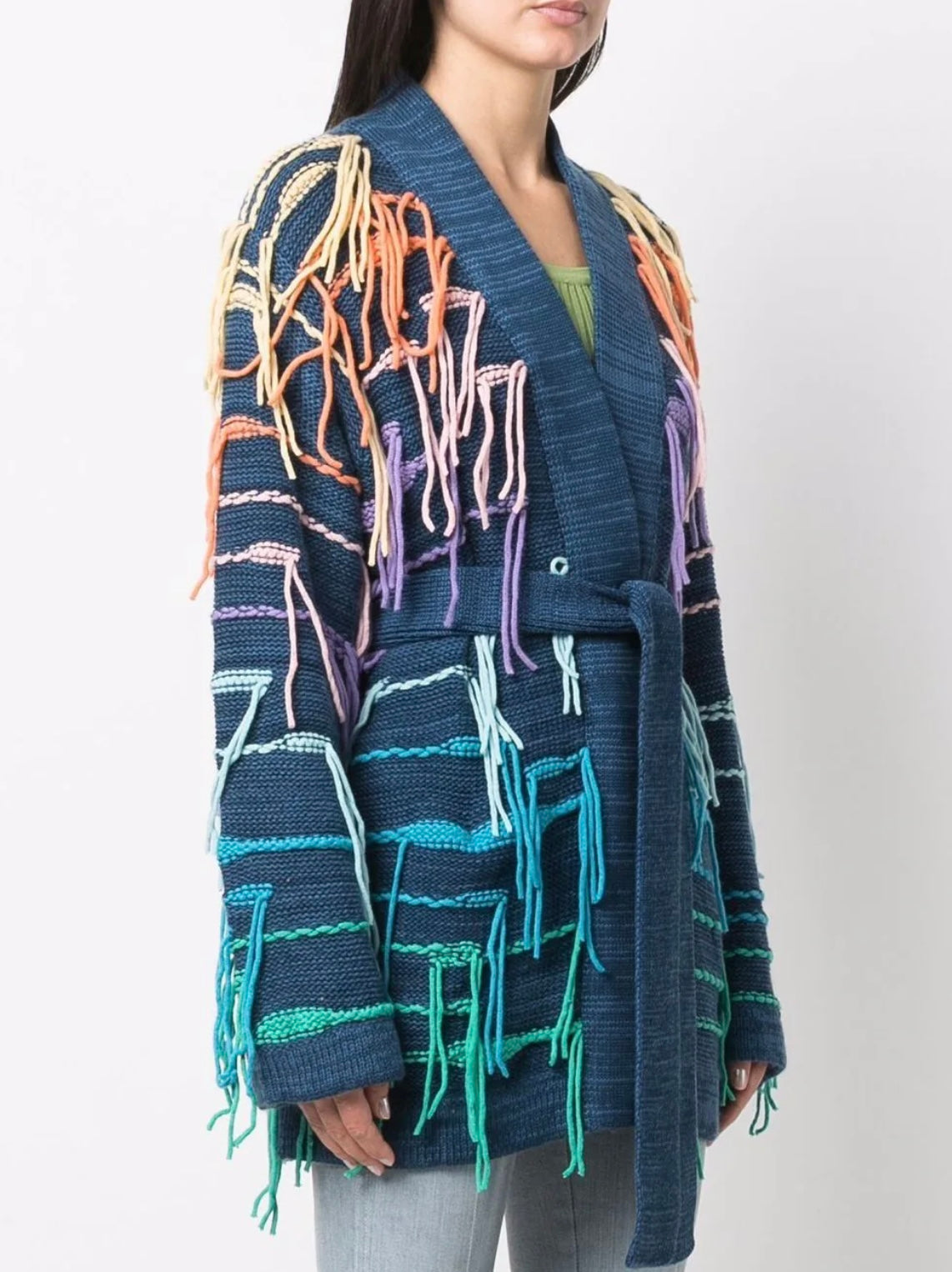 Canessa belted blue cardigan