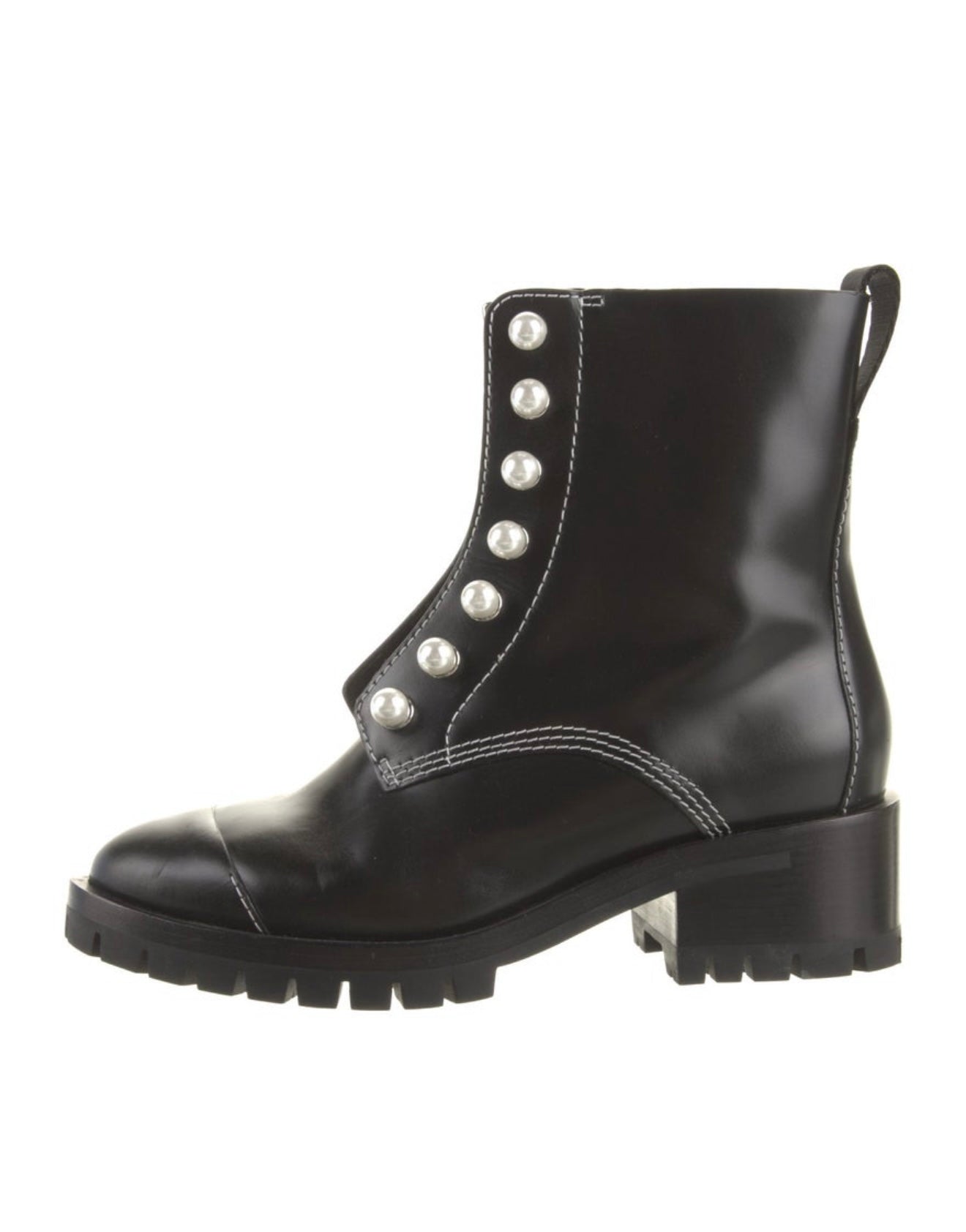 3.1 Phillip Lim - Faux Pearl Accent Combat Boots