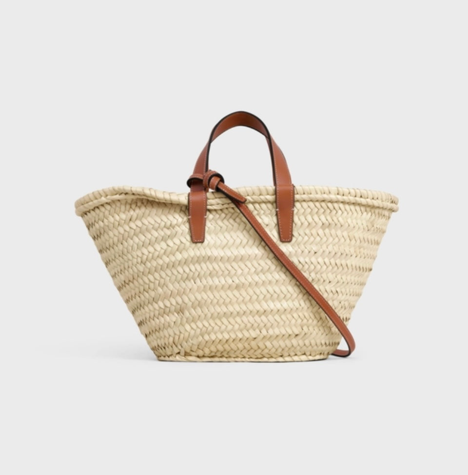 CELINE - TEEN CELINE CLASSIC PANIER IN PALM LEAVES AND CALFSKIN