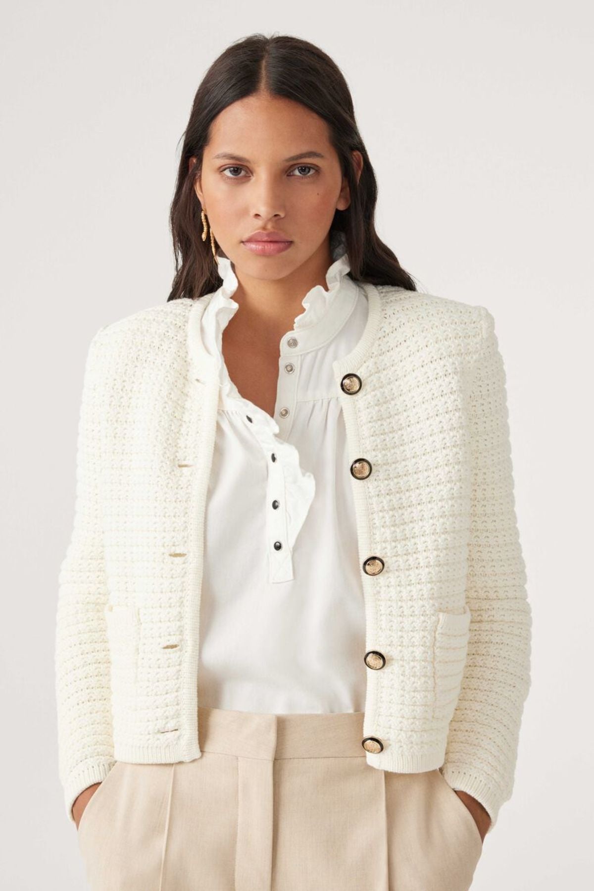 BA&SH ivory knit cardigan