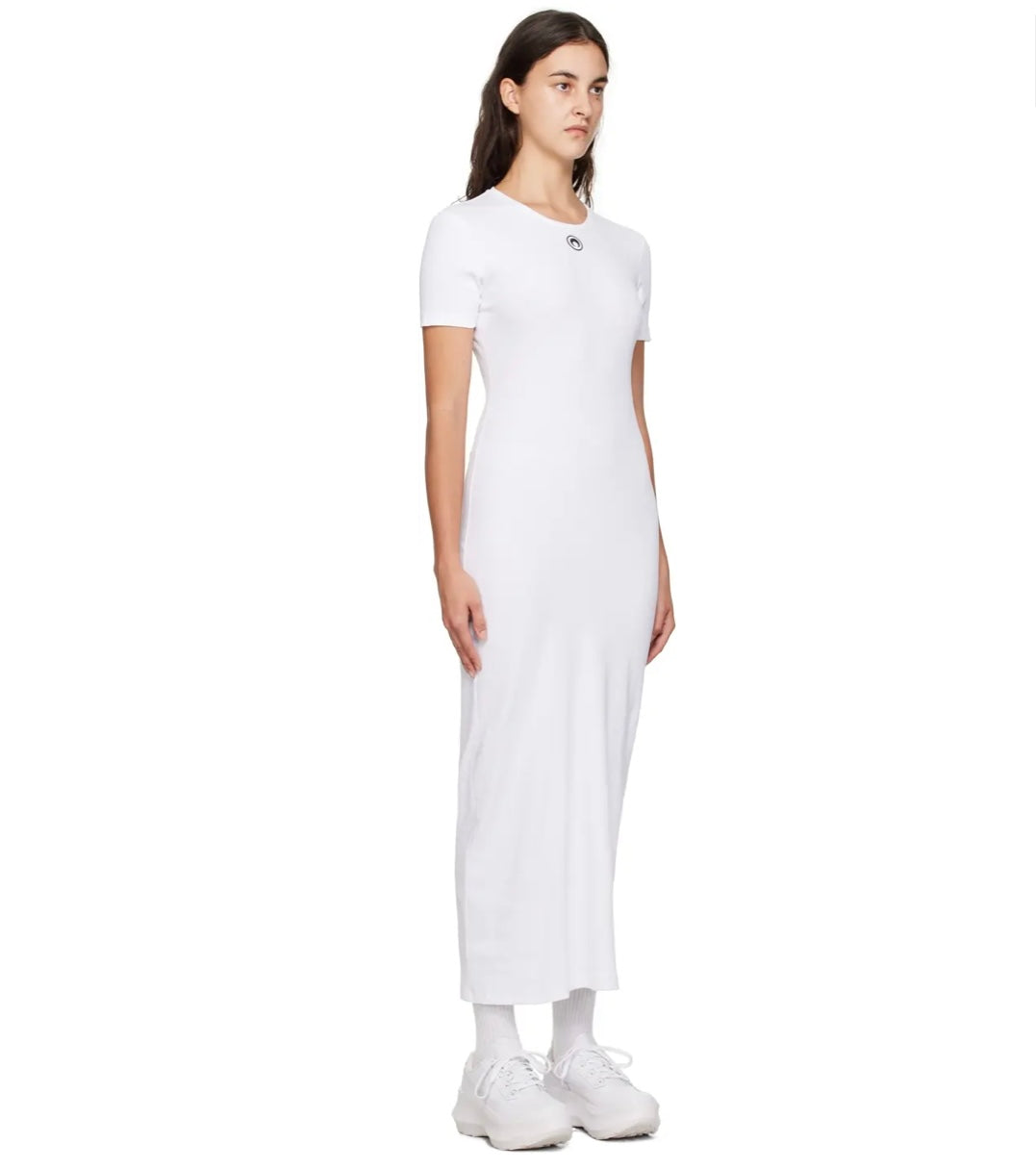 MARINE SERRE 
White Embroidered Maxi Dress - Wh10