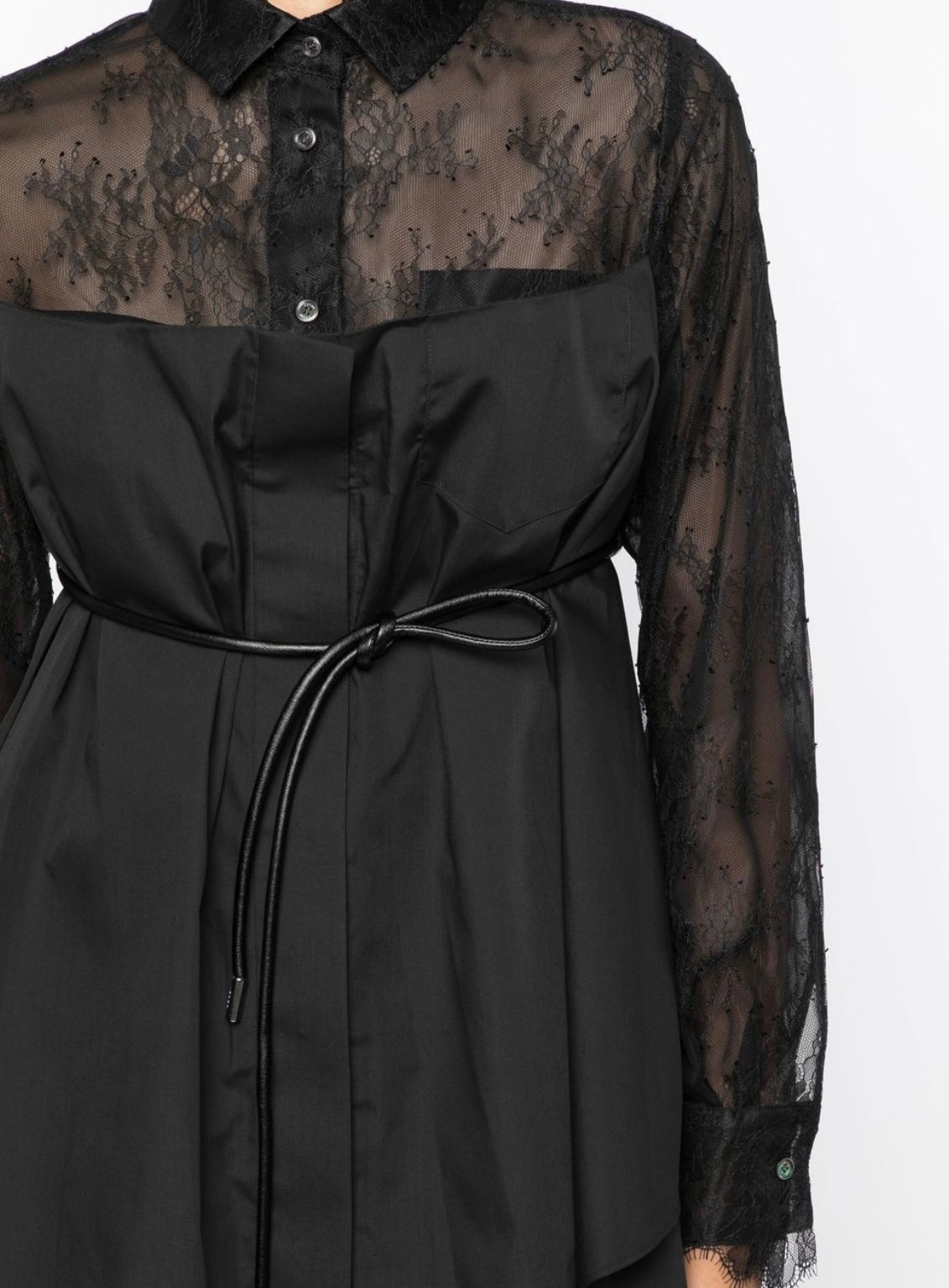 SACAI
lace-panelled tied-waist shirt