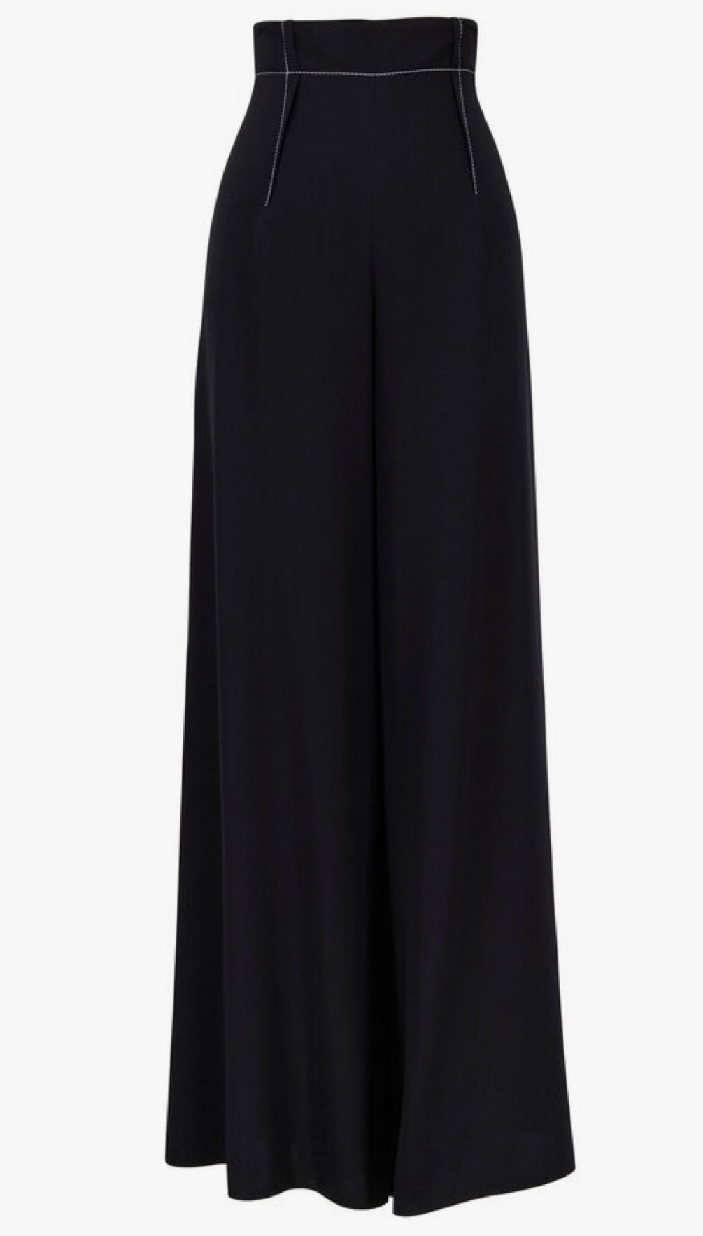 CUSHNIE
Black High-Waist Top Stitch Wide Leg Pant