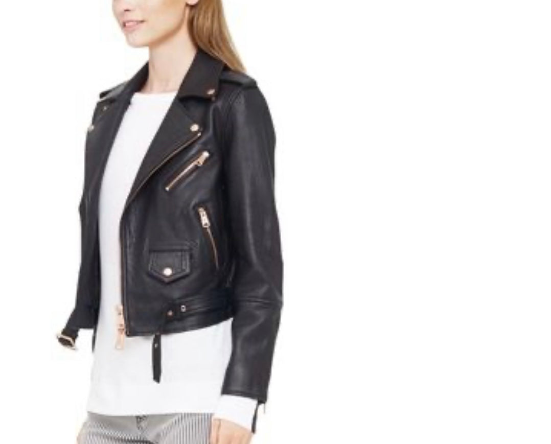 CLUB MONACO- Christy Leather Moto Jacket