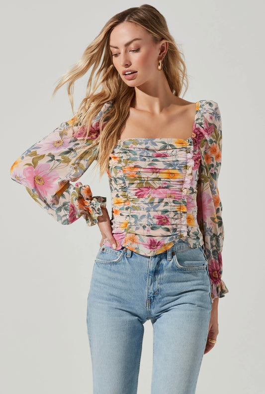 ASTR the label - Tonina Floral Puff Sleeve Top