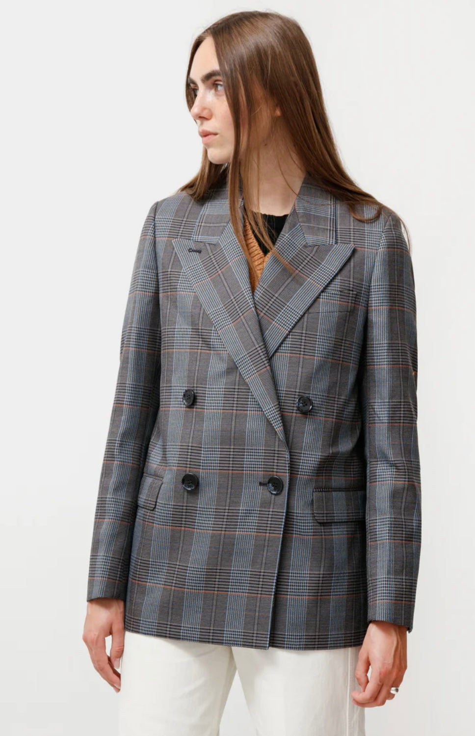 ACNE STUDIOS - CHECKED SUIT JACKET BLUE/ORANGE