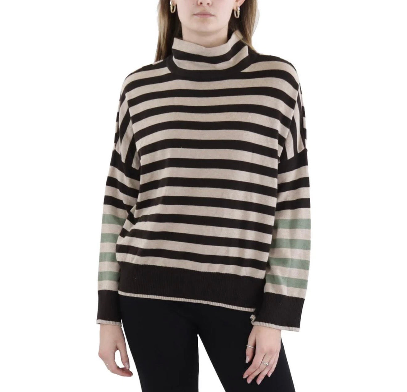 WISPR Silk Blend Striped Mock Turtleneck Sweater