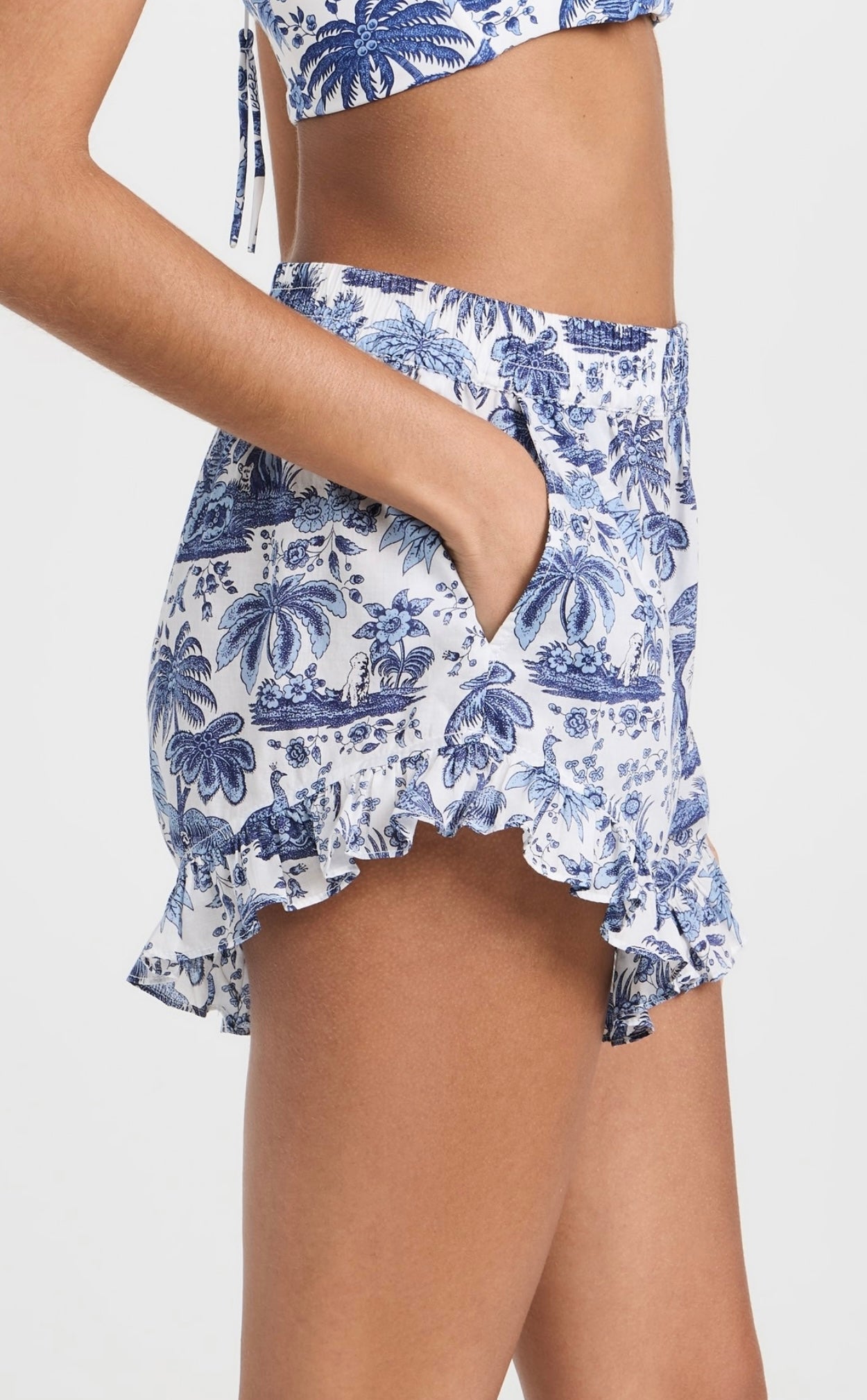 STAUD - FERNANDA COVERUP TOP & BOYANA SHOTS IN BLUE TOILE