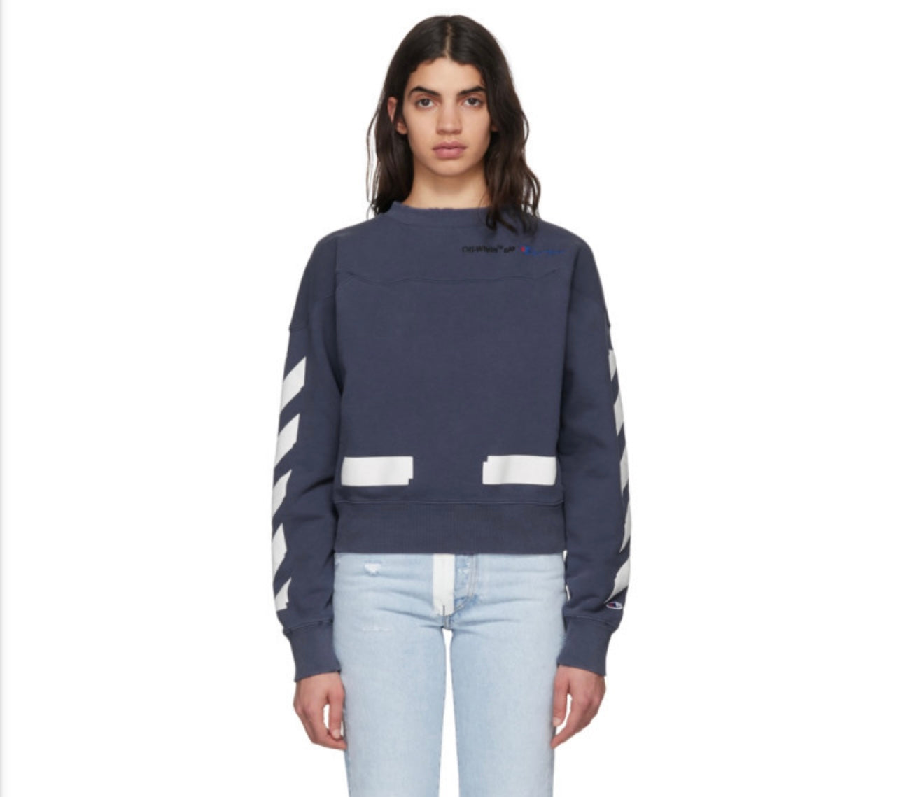 Off-White Blue Champion Reverse Weave Edition Crewneck Sweatshirt