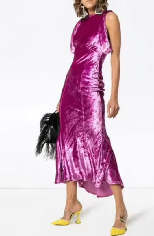 ATTICO - Pink Crushed Velvet Dress