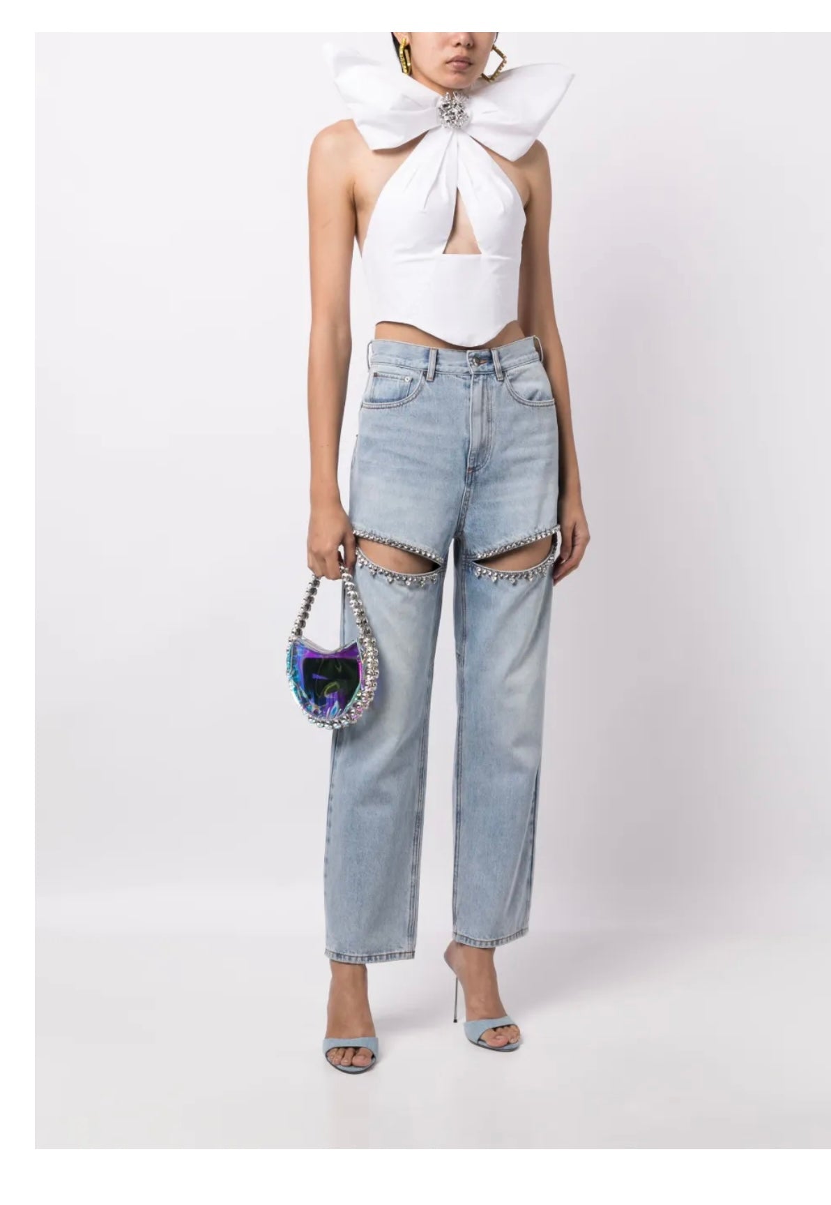AREA crystal-embellished straight-leg jeans, 28