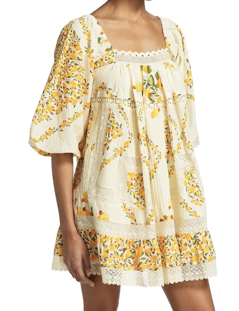 Farm Rio Mini Dress with Pear/Floral Print