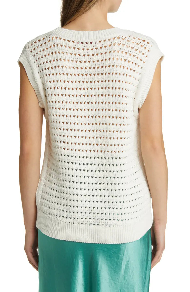 MAX MARA LEISURE white crocet knit vest