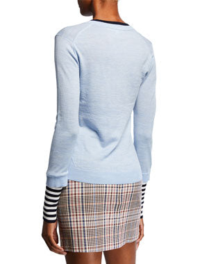 VERONICA BEARD Avory Wool Sweater with Contrasting Sleeves and Neck