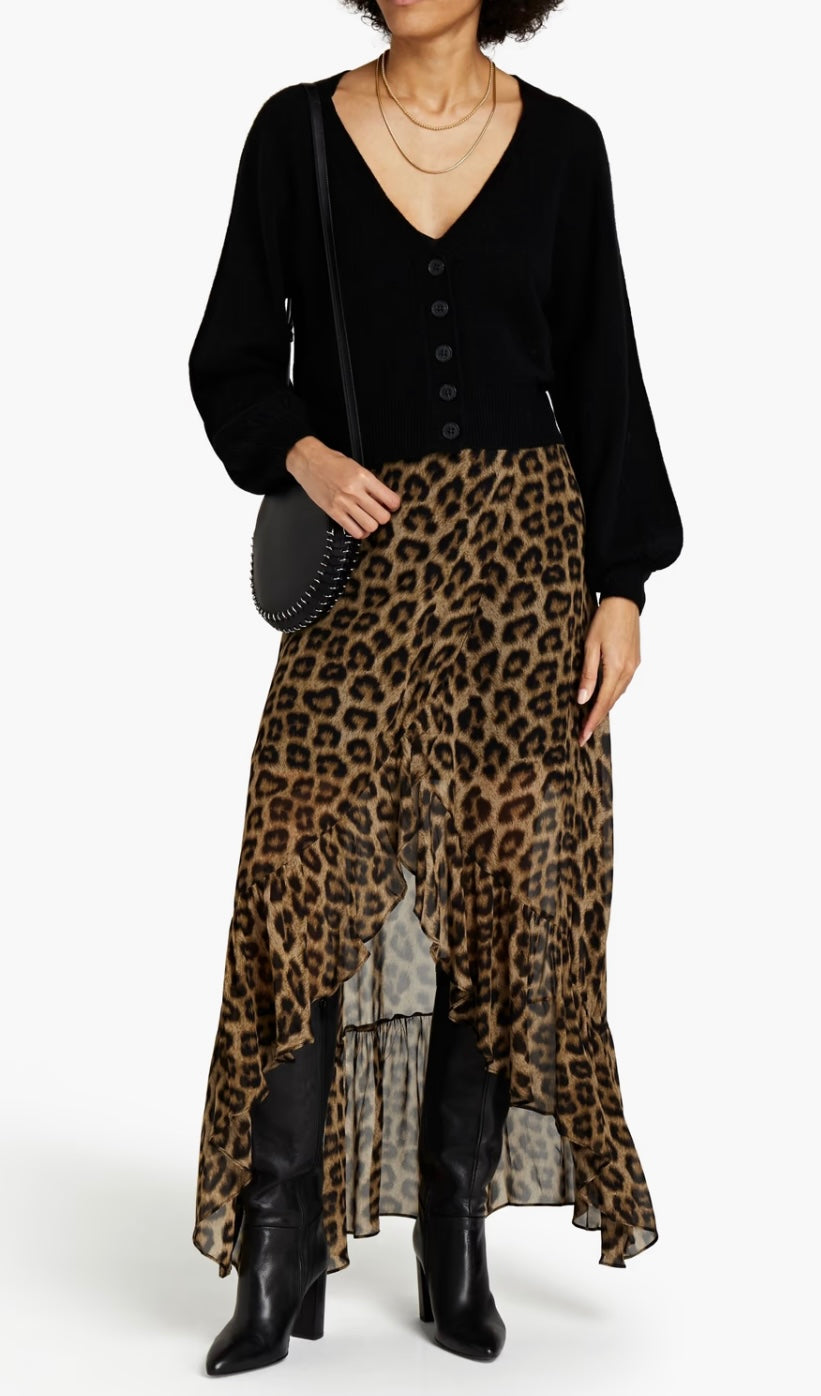 BA&SH
Leopard-print georgette wrap skirt