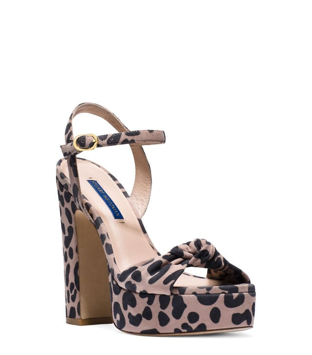 STUART WEITZMAN suede leopard print pumps