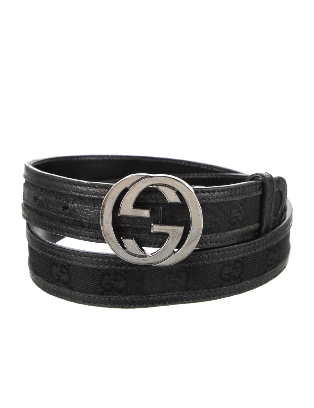 Preloved Gucci - mini GG Canvas and Leather Interlocking G Buckle Belt
