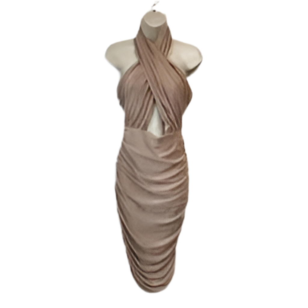 MISHA nude mesh jersey dress in bone