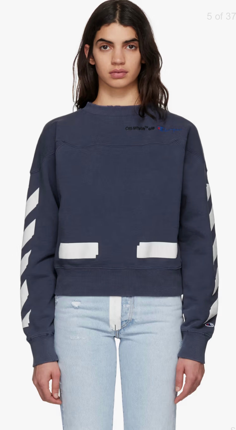 Off-White Blue Champion Reverse Weave Edition Crewneck Sweatshirt