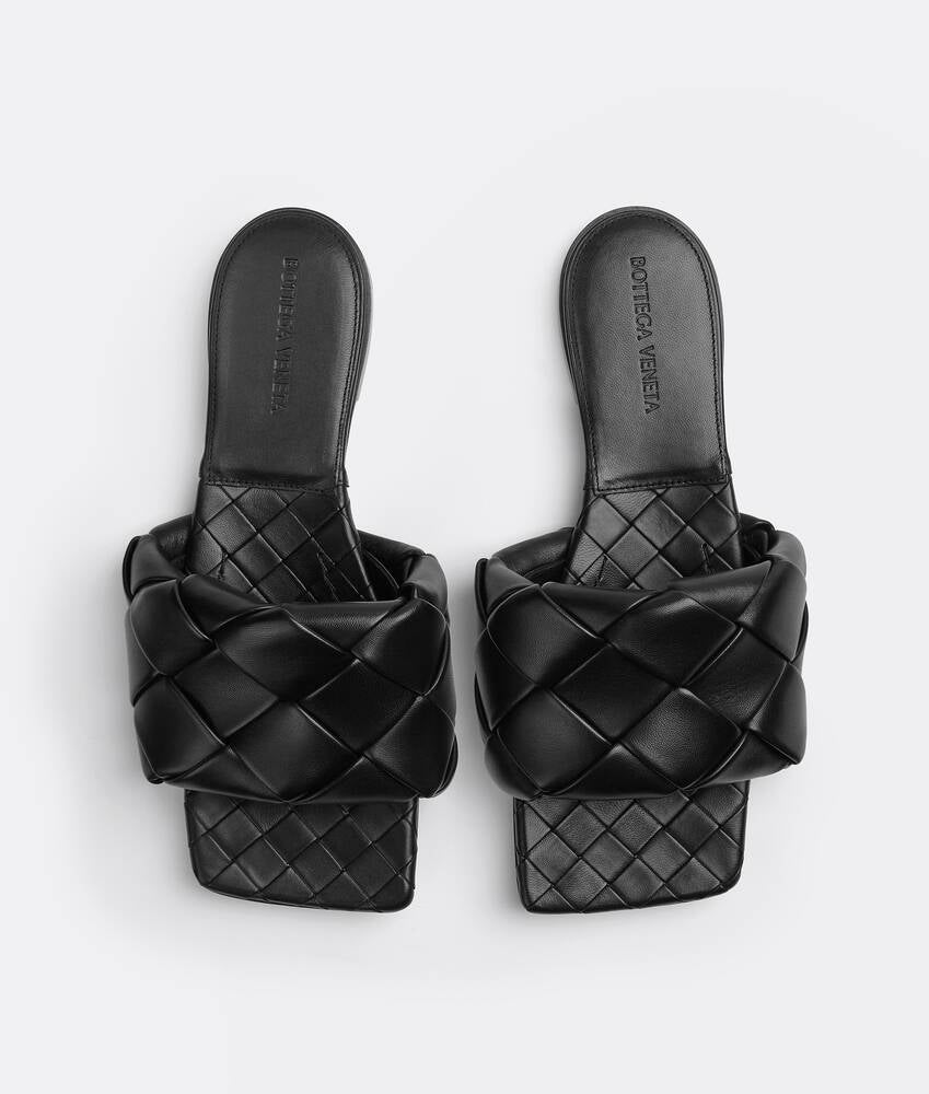 BOTTEGA VENETA black woven sandals, square toe
