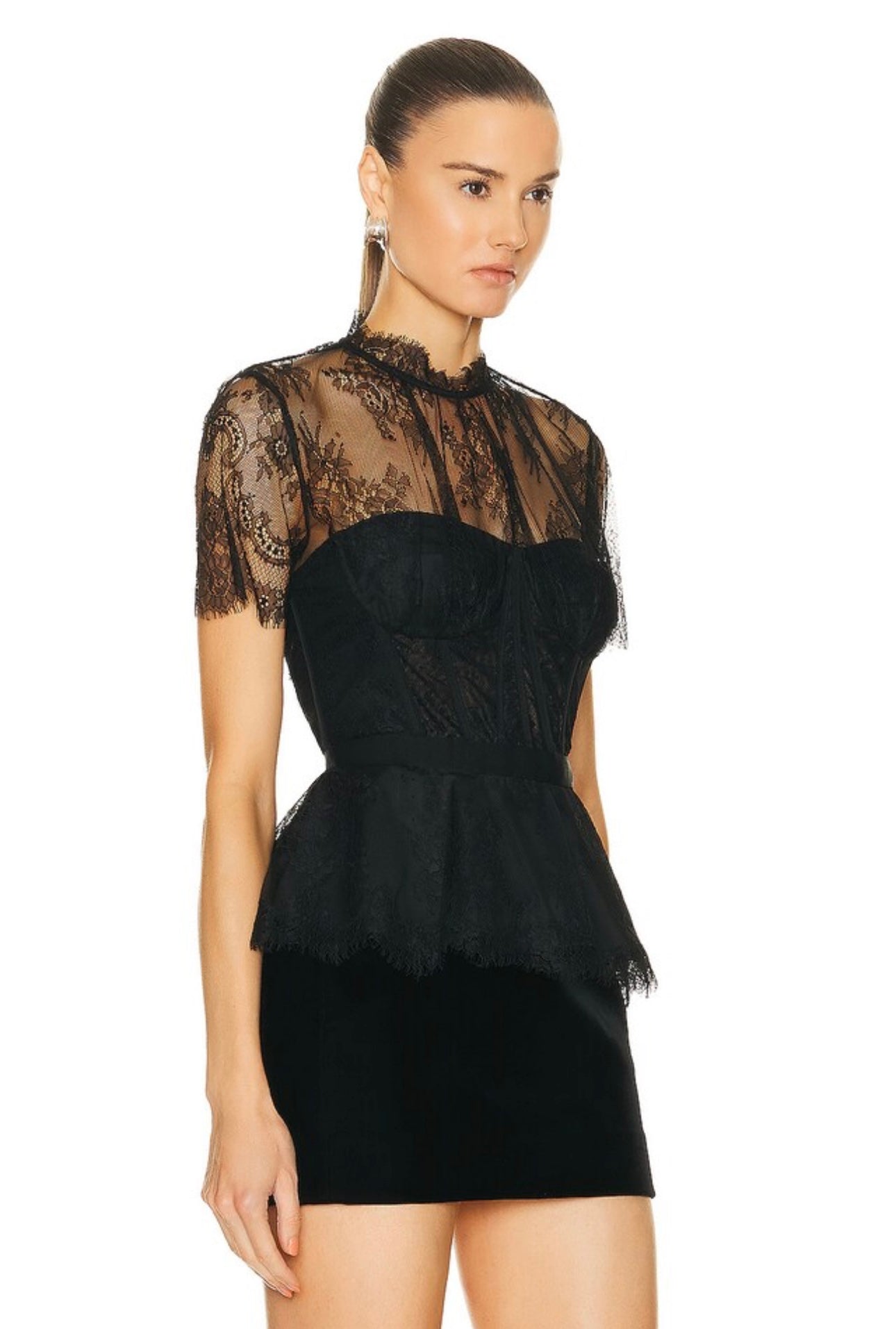 SIMKHAI - Kehlani Lace Bustier Top in Black