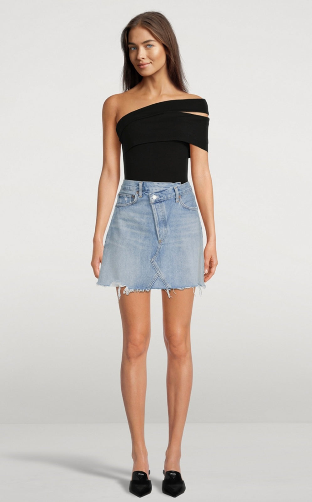 AGOLDE Blue Criss Cross Denim Miniskirt