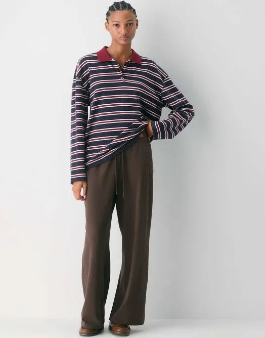 WILFRED chocolate brown drawstring pants 100% polyester