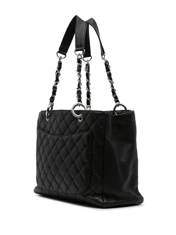 CHANEL black shopping tote SHW
