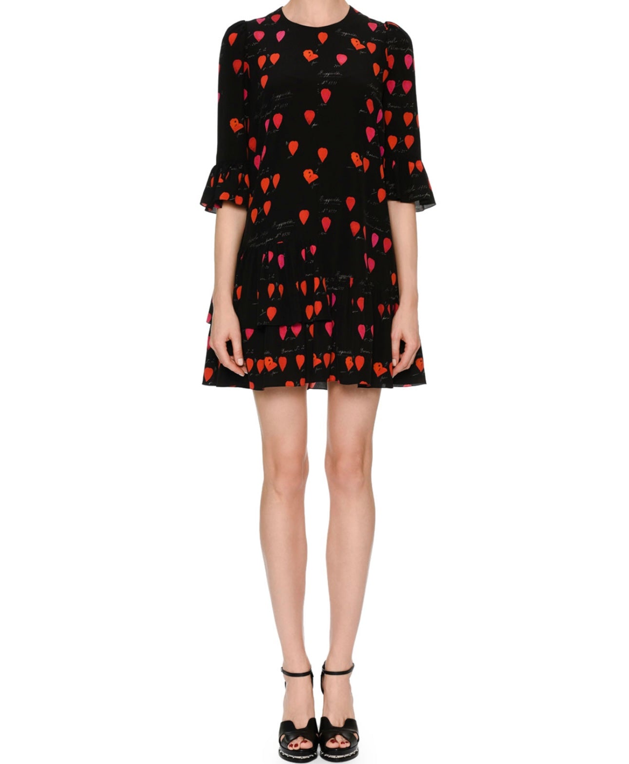 Alexander McQueen
Jewel-Neck Petal-Print 3/4-Sleeve A-Line Dress