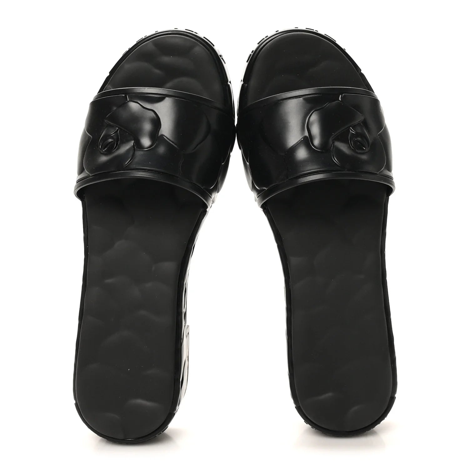 VALENTINO black rubber rose sandals