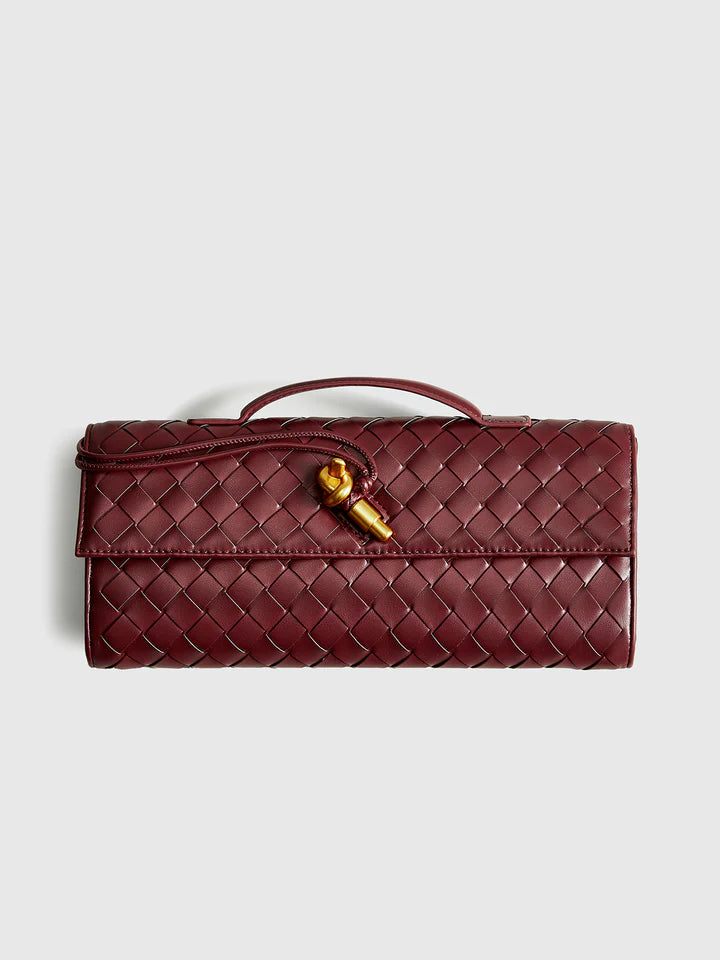 COMMENSE two way woven flap clutch bag