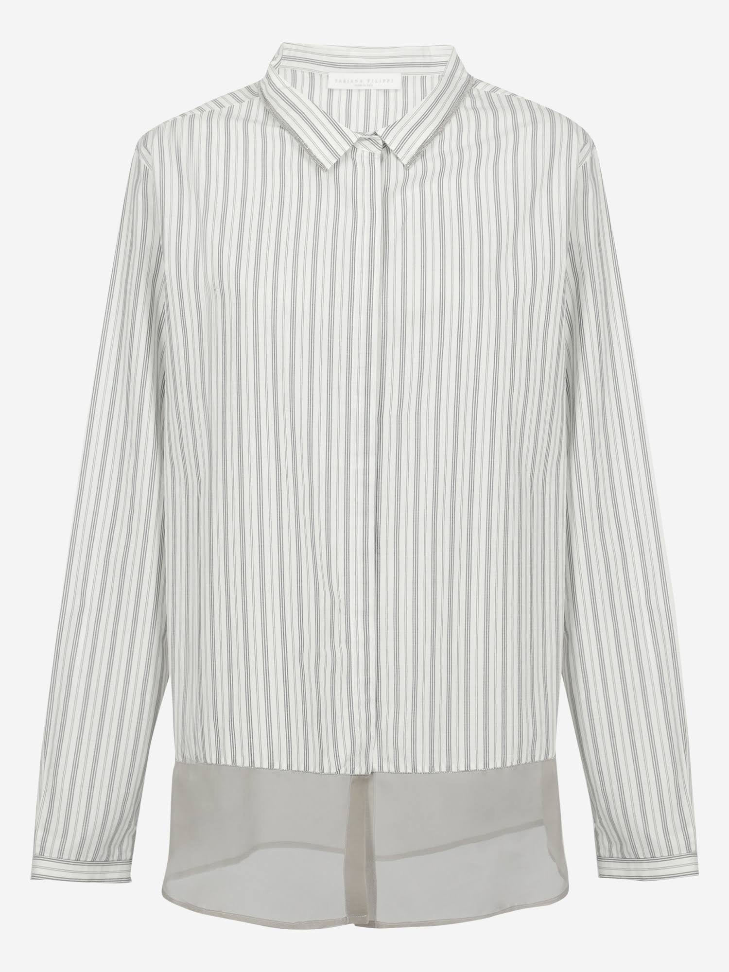 FABIANA FILIPPI striped button up with shear grey on buttom