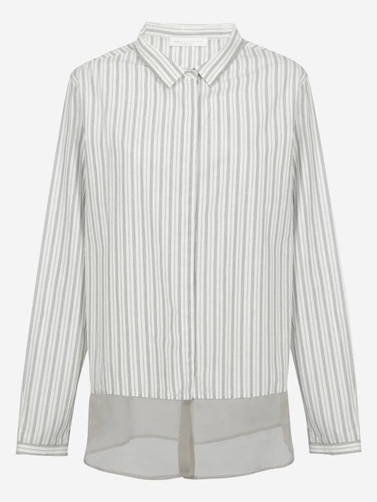 FABIANA FILIPPI striped button up with shear grey on buttom