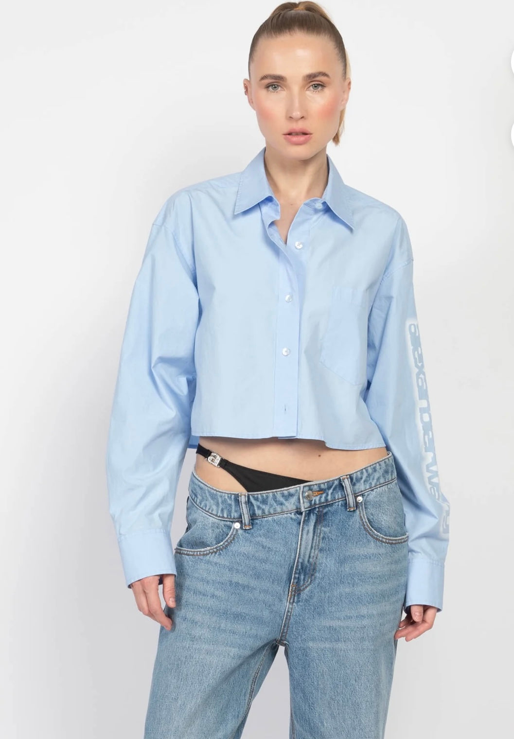 T BY ALEXANDER WANG
BUTTON CROP SHIRT