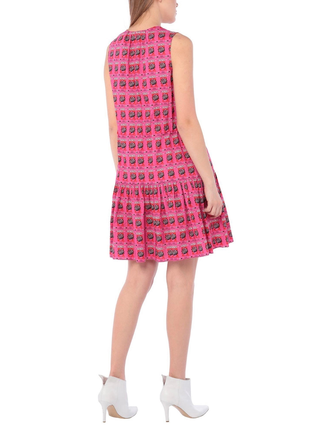 KENZO
Women's Pink Flared-hem Sleeveless Cotton-poplin Mini Dress