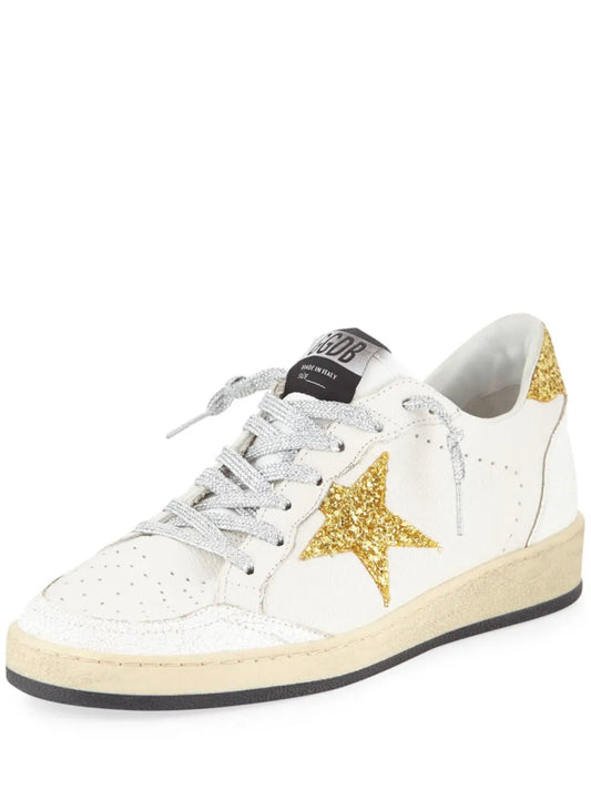 Golden Goose
Ball Star Glitter & Leather Sneakers with Shimmer Laces