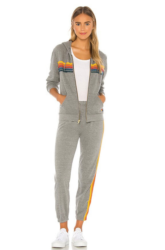 AVIATOR NATION

5 STRIPE HOODIE & SWEATPANTS SET- HEATHER GREY