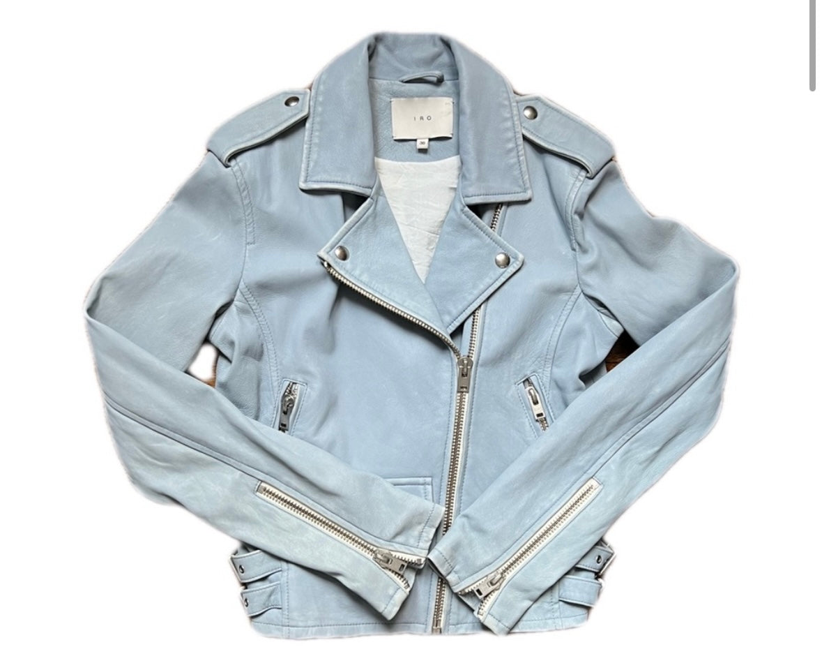 IRO light blue moto jacket