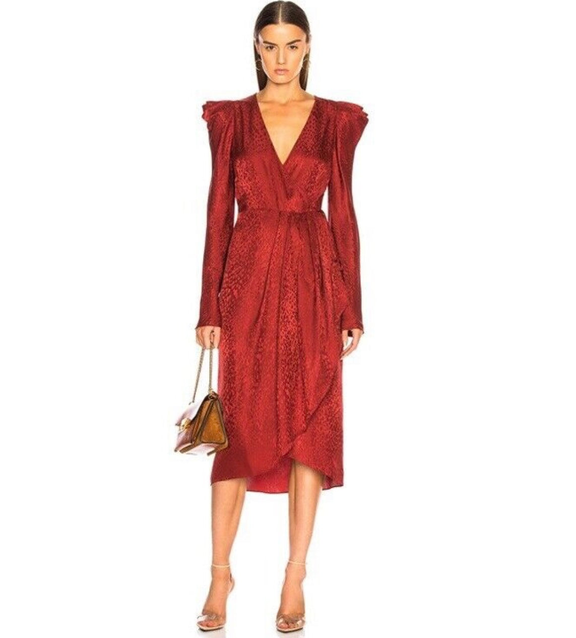 A.L.C. - Carolina Wrap long sleeve red Dress