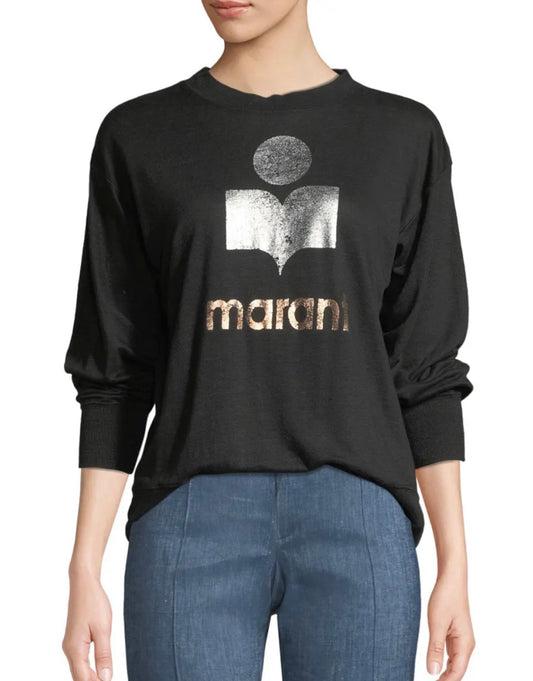 ISABEL MARANT ETOILE - 
Klowia Metallic Logo Long-Sleeve Tee