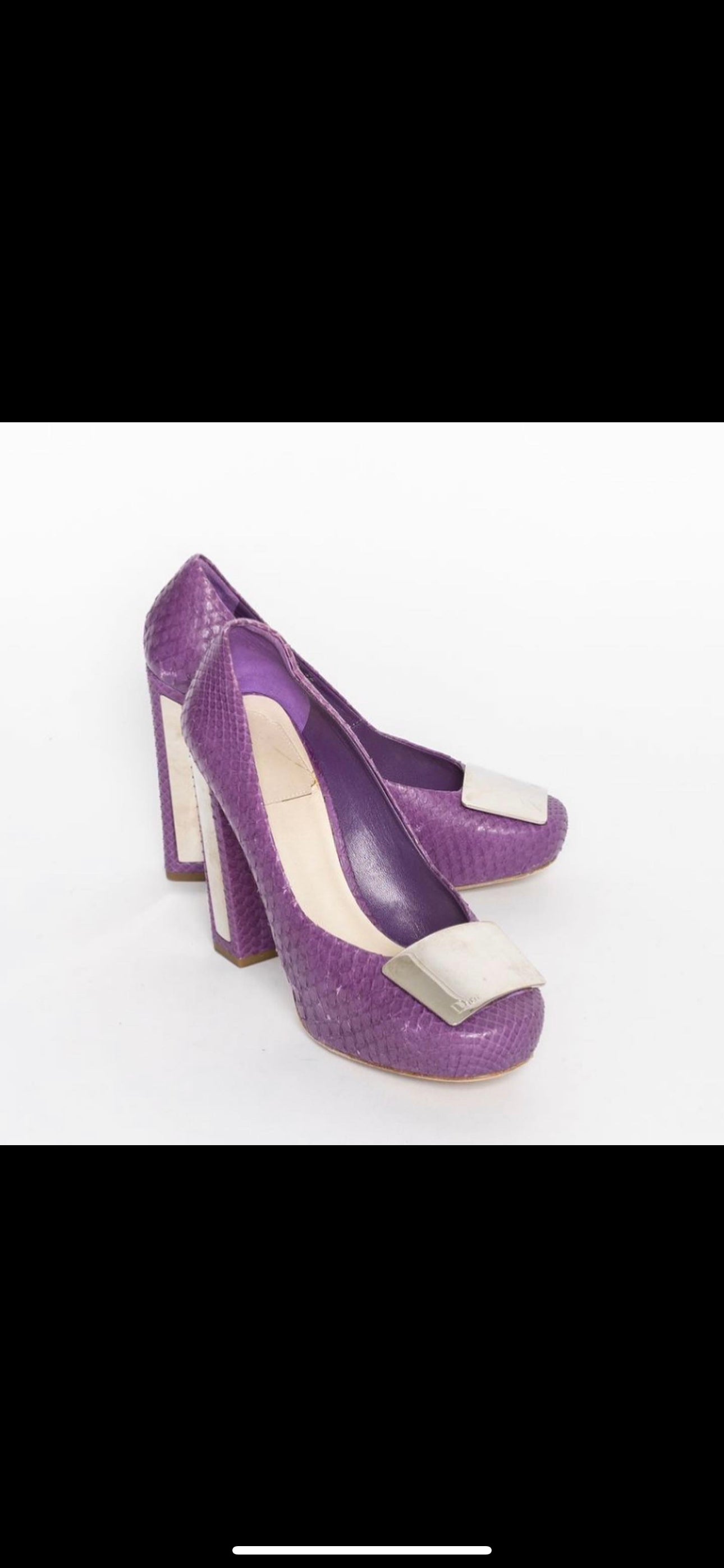 DIOR purple croc platform heels