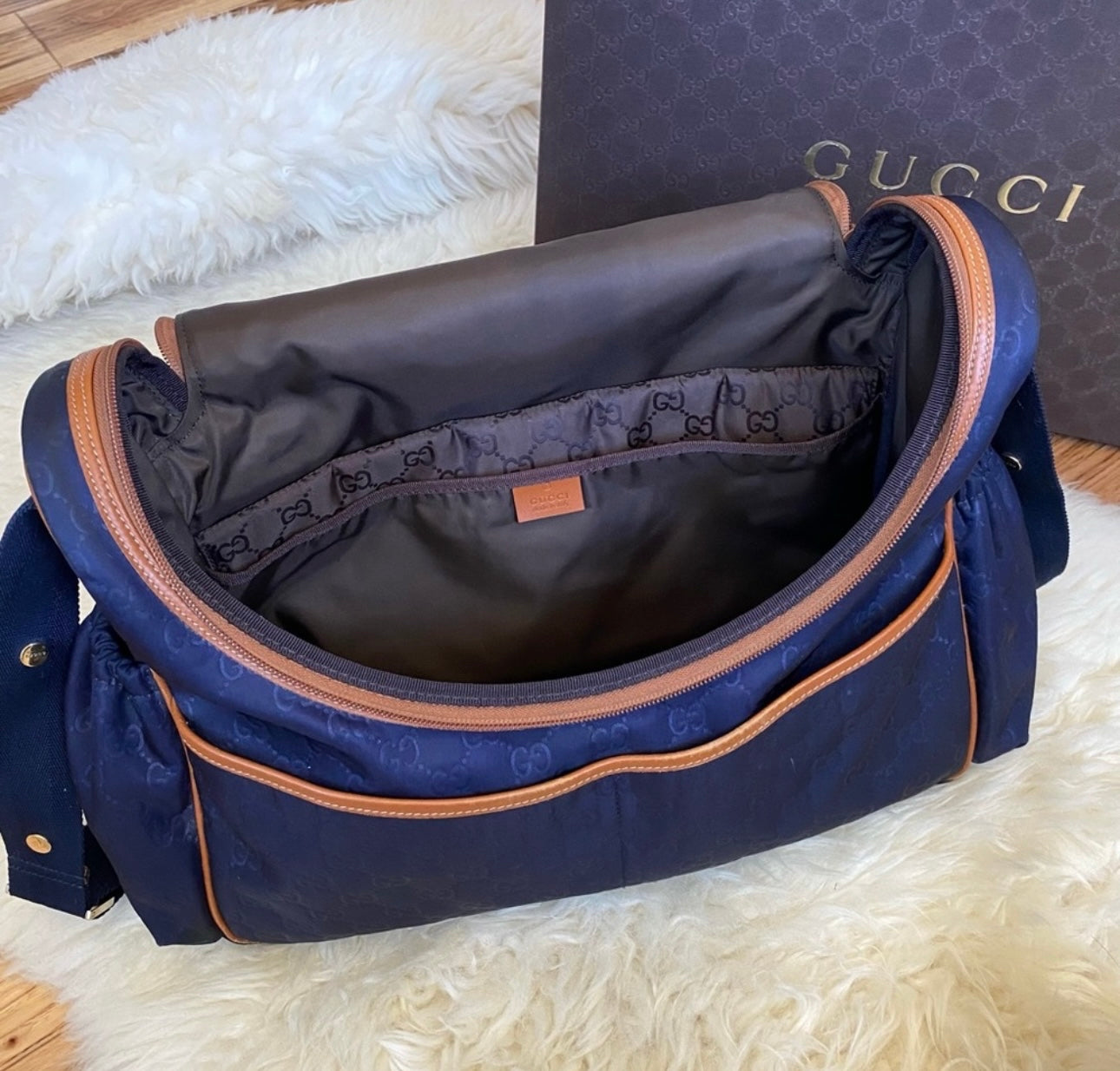 GUCCI - Guccissma Nylon Diaper Bag in Sheen Monogram