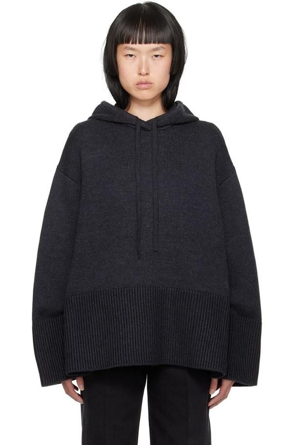 TOTEME Dark Gray Oversized hooded sweater