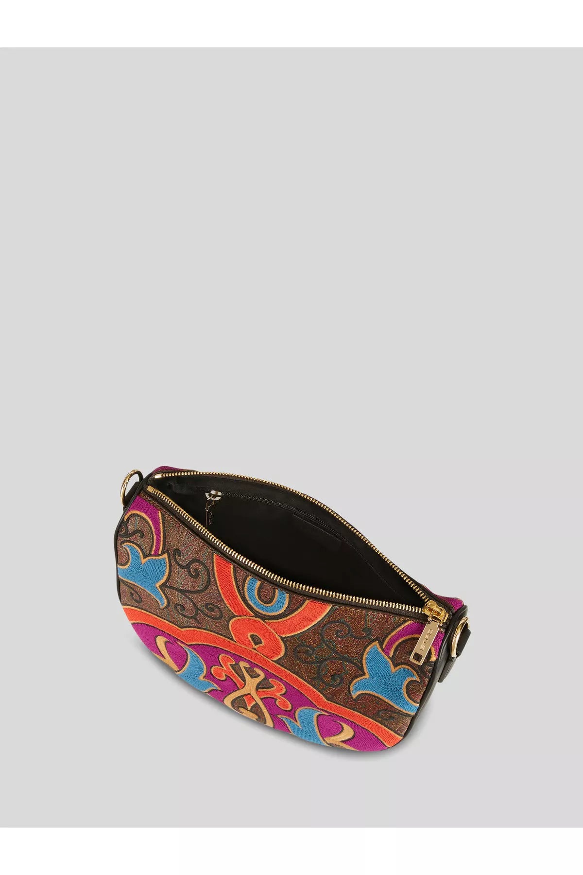 ETRO crossbody black leather bag with multicolour embroidery w dust bag