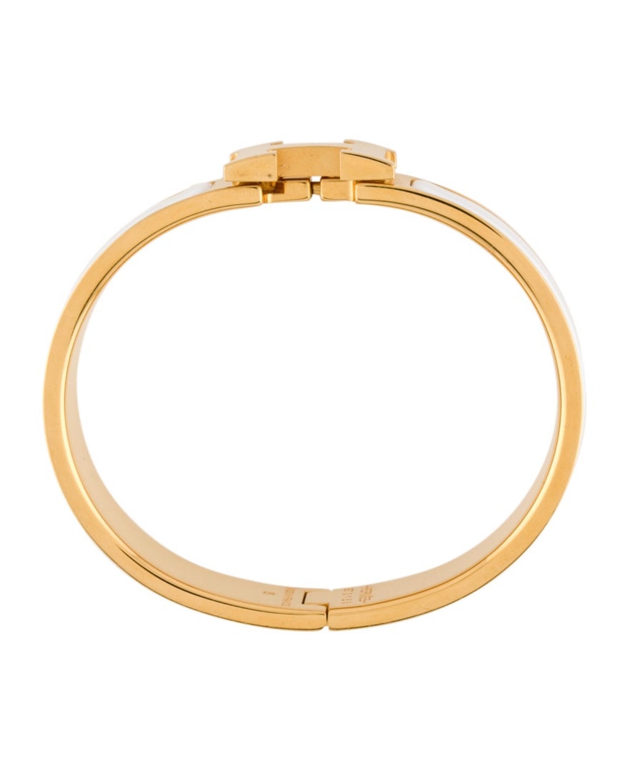 Preloved HERMES 
Enamel Narrow Clic Clac H Bracelet PM White