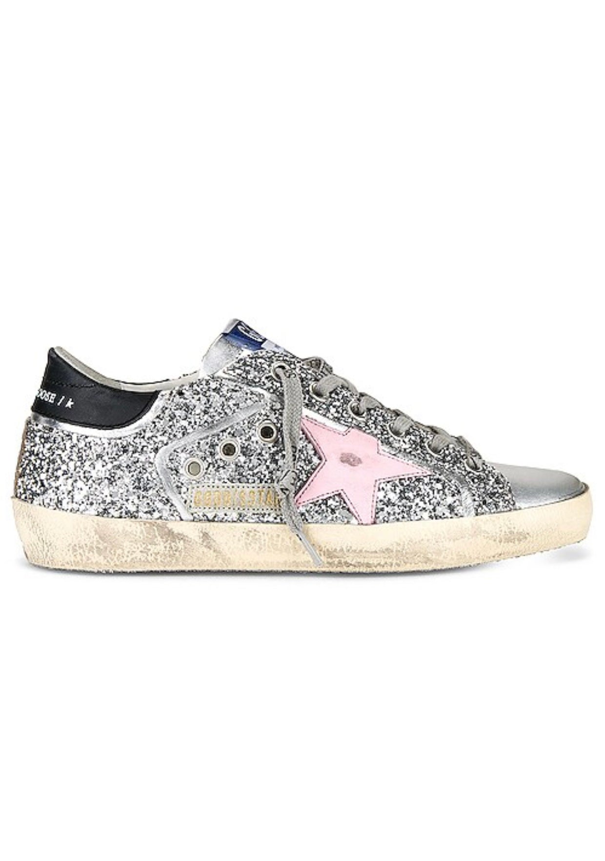 Golden Goose Super-Star Silver Glitter & Pink Star Sneaker